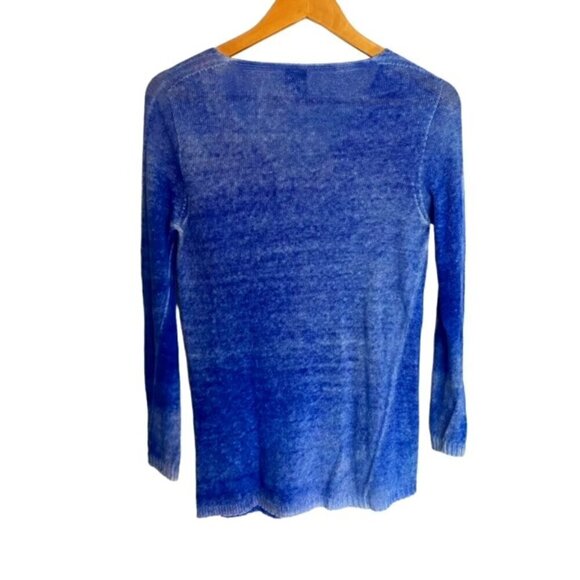 120% Lino Blue V Neck Linen Sweater XSmall - Picture 4 of 4